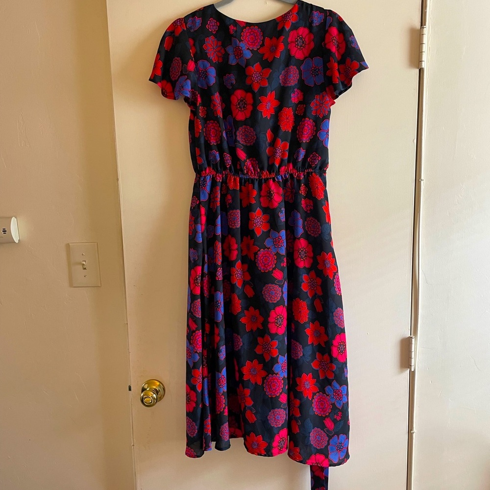 ModCloth MIDI black blue & red floral dress